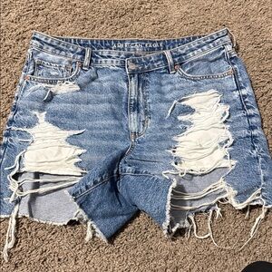 American Eagle Outfitters Light Blue Ripped Jean Shorts
